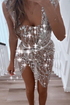 Sexy Silver One Shoulder Dress