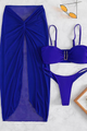 3pack Plain Bandeau Bikini Swimsuit & Beach Skirt