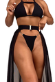 3 Piece Bikini Set Triangle Halter Swimsuit with Asymmetrical Cover Up